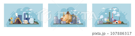 Industrial pollution. Dirty waste. Environmental pollution. Vector illustration. Dirty waste must be processed using environmentally friendly methods Air, water, and soil pollution by industrial Industrial pollution. Dirty waste. Environmental pollution. Vector illustration. Dirty waste must be processed using environmentally friendly methods Air, water, and soil pollution by industrial 107886317