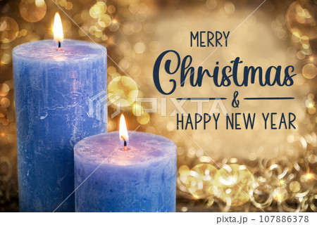 Text Merry Christmas, Happy New Year,Candles, Warm Atmosphere, Christmas, Winter Text Merry Christmas, Happy New Year,Candles, Warm Atmosphere, Christmas, Winter 107886378