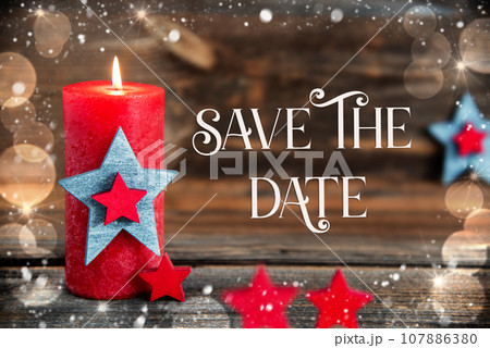 Text Save The Date, Festive Christmas Background, Snow 107886380