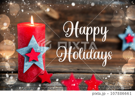 Text Happy Holidays, Festive Christmas Background, Snow Text Happy Holidays, Festive Christmas Background, Snow 107886661