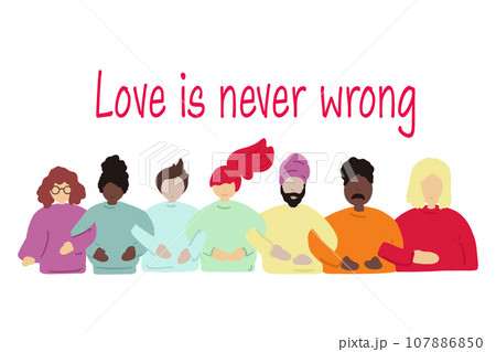 LGBTQ family polyamory hand drawn characters 107886850