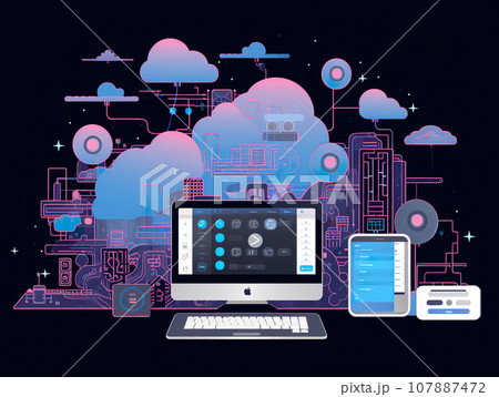 Cute design mobile connectivity Cute design mobile connectivity 107887472
