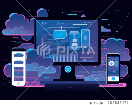 Cute design mobile connectivity Cute design mobile connectivity 107887473
