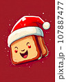 Cute bread with red santa hat 107887477