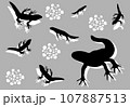 イモリと水草のモノクロ柄 107887513