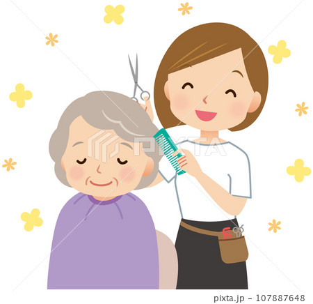 ケアビューティー　訪問美容　高齢者の髪を整える美容師 107887648