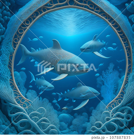 beautiful fish under water the clear blue ocean ai generative beautiful fish under water the clear blue ocean ai generative 107887835