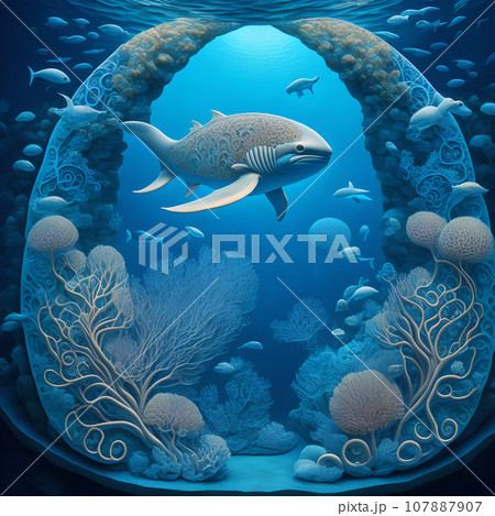 beautiful fish under water the clear blue ocean ai generative beautiful fish under water the clear blue ocean ai generative 107887907