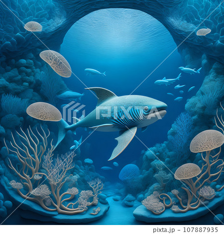 beautiful fish under water the clear blue ocean ai generative beautiful fish under water the clear blue ocean ai generative 107887935