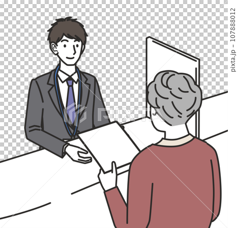 奶奶在櫃檯遞文件 107888012