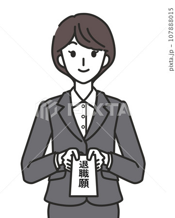 退職願を出す女性 107888015