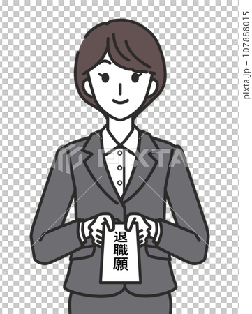 退職願を出す女性 107888015