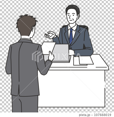 書類を提出する男性 107888019