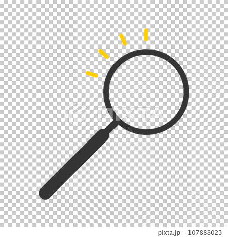 Simple long-handled magnifying glass icon - image material for research, hints, and discoveries 107888023