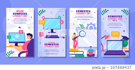 Computer Literacy Day Social Media Stories Illustration Flat Cartoon Hand Drawn Templates Background Computer Literacy Day Social Media Stories Illustration Flat Cartoon Hand Drawn Templates Background 107888437