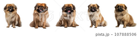 Pekingese Dog full body vector set isolated on white background Pekingese Dog full body vector set isolated on white background 107888506