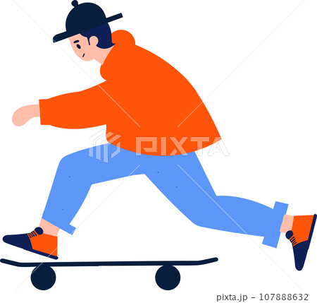 Hand Drawn Teenage characters playing skateboards in flat style Hand Drawn Teenage characters playing skateboards in flat style 107888632