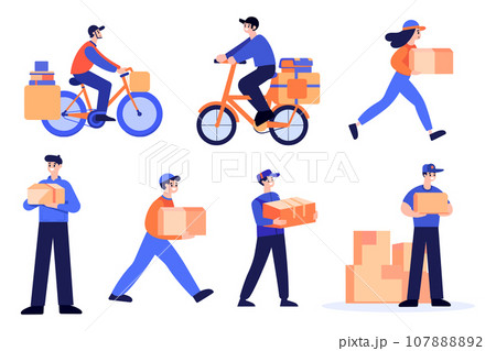 Hand Drawn delivery man in flat style Hand Drawn delivery man in flat style 107888892