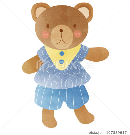 Cartoon little bear boy drawn with watercolors Cartoon little bear boy drawn with watercolors 107889617