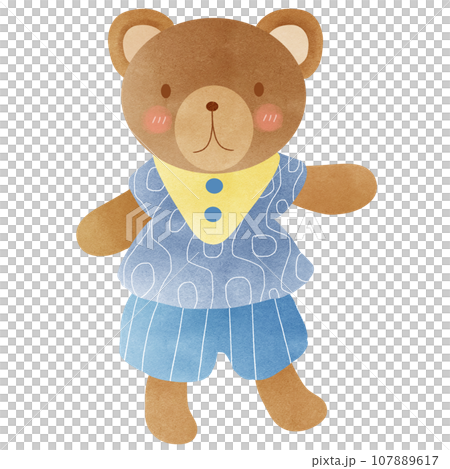 Cartoon little bear boy drawn with watercolors 107889617