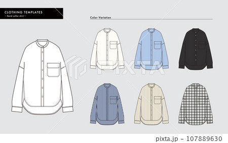 シャツ　絵型イラスト　テンプレート　おしゃれ　カラーバリエーション　Clothing 107889630