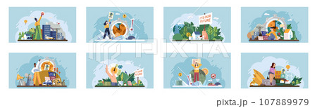 Climate change. Save the planet. Vector illustration Environmental protection is everyones responsibility in face global warming Climate change necessitates immediate actions to ensure livable planet 107889979