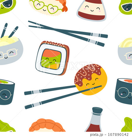 seamless pattern with japanese food characters seamless pattern with japanese food characters 107890142