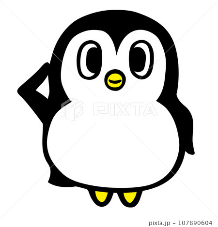 かわいいシンプルペンギン 敬礼ポーズ かわいいシンプルペンギン 敬礼ポーズ 107890604