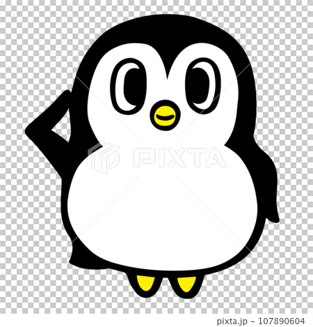 かわいいシンプルペンギン 敬礼ポーズ かわいいシンプルペンギン 敬礼ポーズ 107890604