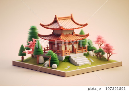 木造の神社・お社（3D） 107891891