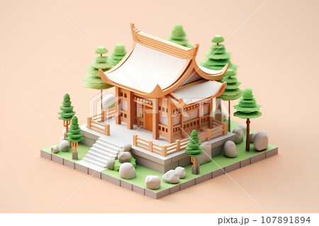 木造の神社・お社（3D） 107891894