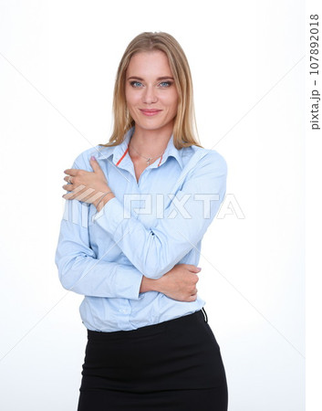 Blonde business woman portrait isolated 107892018