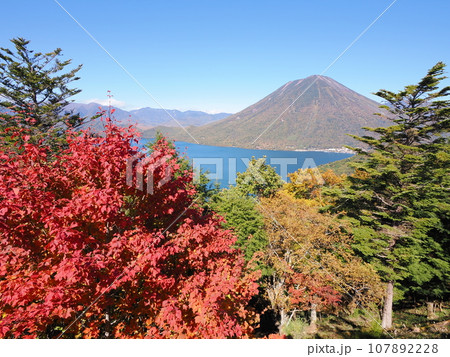 秋の奥日光　男体山と中禅寺湖の風景 107892228