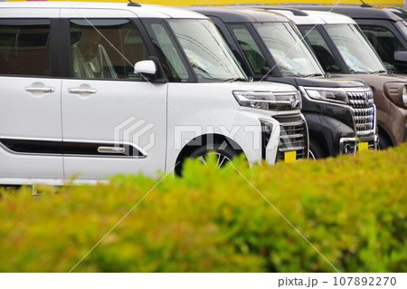 中古車イメージ 販売店に並ぶ軽自動車 中古車イメージ 販売店に並ぶ軽自動車 107892270