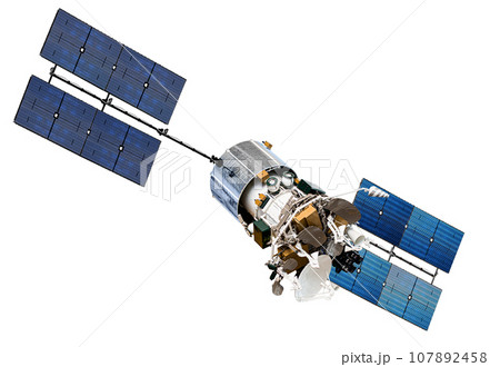 Modern telecommunication satellite isolated 107892458