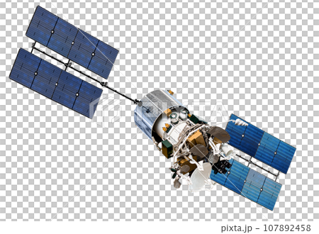 Modern telecommunication satellite isolated 107892458