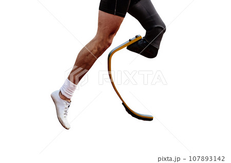 legs runner para-athlete on prosthesis running track stadium isolated on white background 107893142