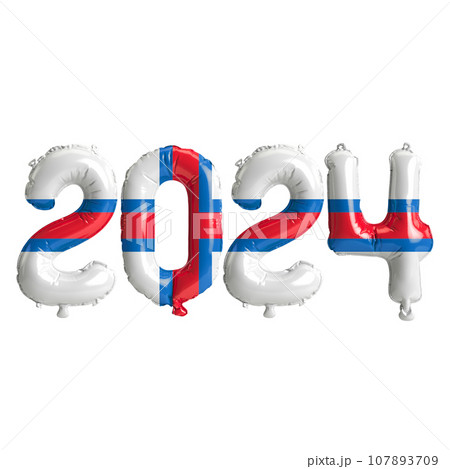 3d illustration of letter about new year 2024 with balloons on color Faroe Islandsflag 3d illustration of letter about new year 2024 with balloons on color Faroe Islandsflag 107893709