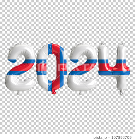3d illustration of letter about new year 2024 with balloons on color Faroe Islandsflag 3d illustration of letter about new year 2024 with balloons on color Faroe Islandsflag 107893709