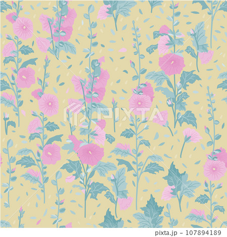 Mallow. Vector floral seamless pattern. Mallow. Vector floral seamless pattern. 107894189