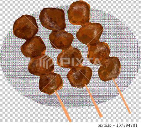 烤雞肉串心圖 107894281