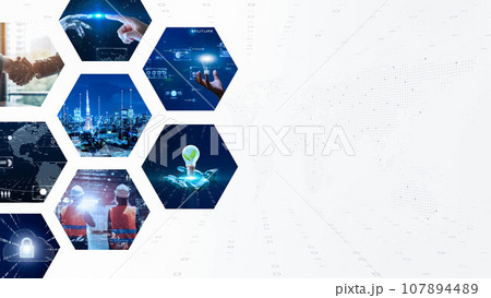 デジタルの世界で成功したビジネスリーダー、DX サイバーセキュリティ、インターネット安全のイメージ 107894489