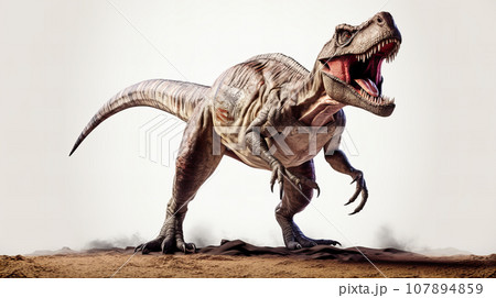 恐竜 ティラノサウルス 白背景 恐竜 ティラノサウルス 白背景 107894859