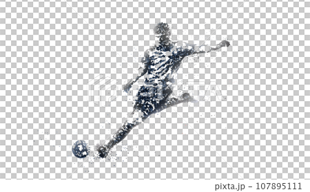 点描画風のサッカーのシルエット、PNG背景透明 点描画風のサッカーのシルエット、PNG背景透明 107895111