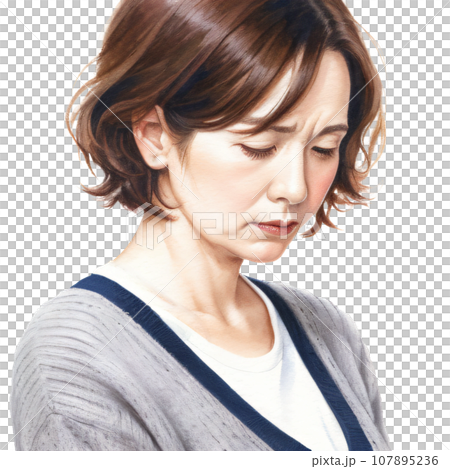 Illustration of a woman thinking, AI-generated image 107895236