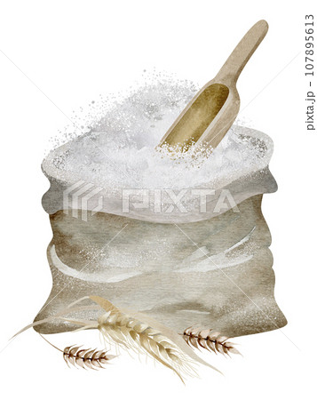 flour bag on white	 107895613