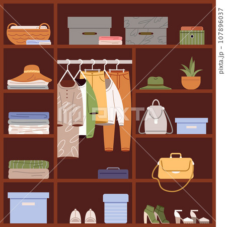 Clothing care. Vector illustration. Wear clothes flatter your body shape Clean clothes are essential for maintaining hygiene Every little thing we do can create awareness about sustainable fashion 107896037