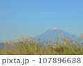 秋晴れに富士山とススキの穂 107896688