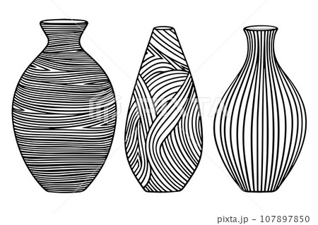 Set of ancient vase hand drawn ink sketch. Engraved style vector illustration. Set of ancient vase hand drawn ink sketch. Engraved style vector illustration. 107897850