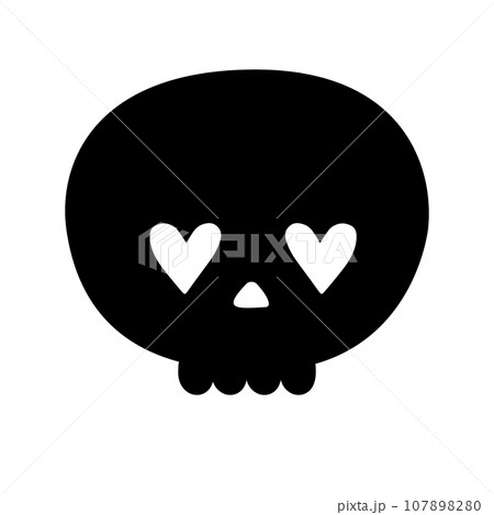 Vector hand drawn groovy skull silhouette 107898280